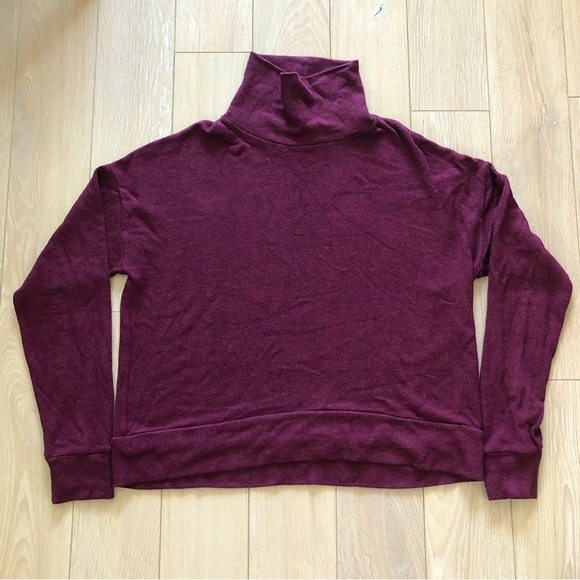Aritzia Community Allora Turtleneck Long Sleeve Top in Maroon Size M - Picture 1 of 10